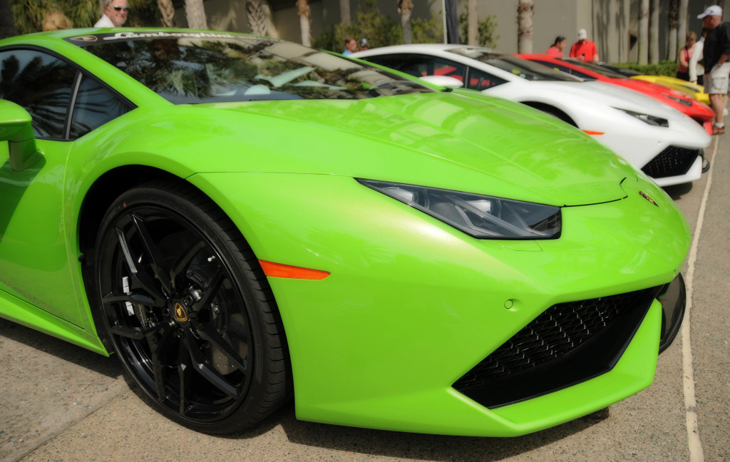 A row of Lamborghinis at the 2016 Concours d'Elegance.